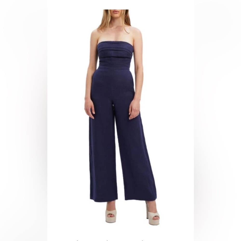 NWT Bardot kali strapless wide leg linen jumpsuit  XXL‎